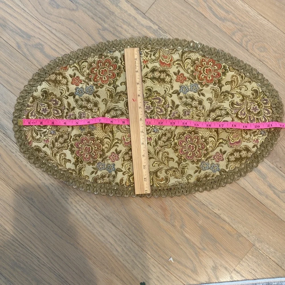 Vintage Floral Oval Tapestry table accent peice in variety of colors mixed.